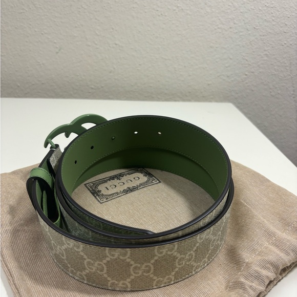 Gucci Marmont GG buckle Supreme Wide Belt Leather and Canvas - Picture 3 of 8